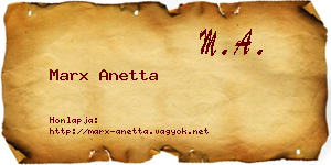 Marx Anetta névjegykártya